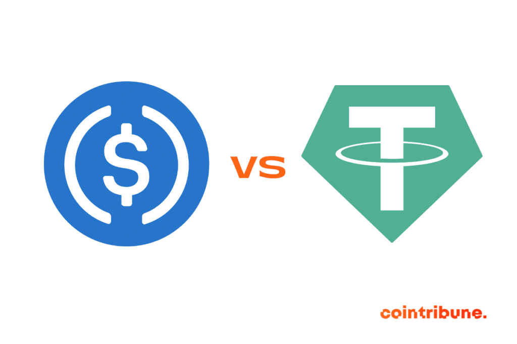 Les logos des stablecoins USDC et USDT