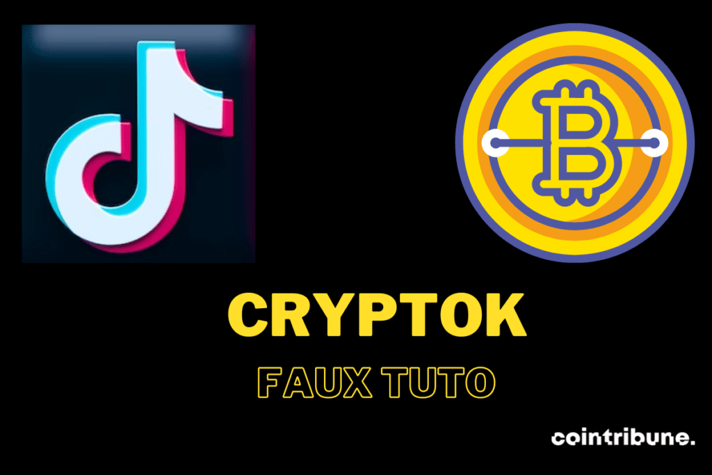 Logos de TikTok et Bitcoin avec mention Cryptok