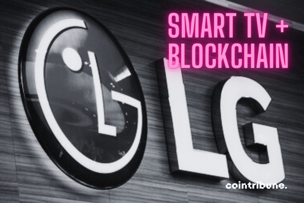 Logo de LG et mention Smart TV + Blockchain