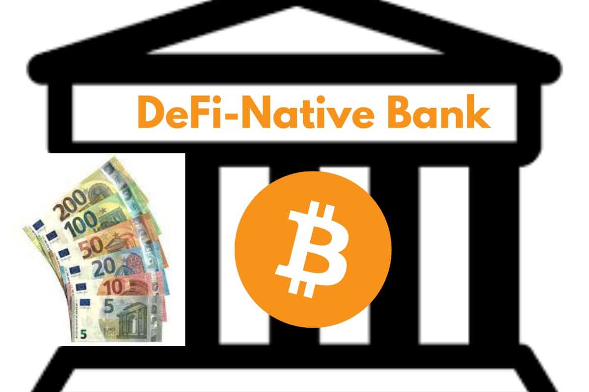 Une banque de la DeFi representant Unstoppable avec au centre le logo du Bitcoin et a cote les euros