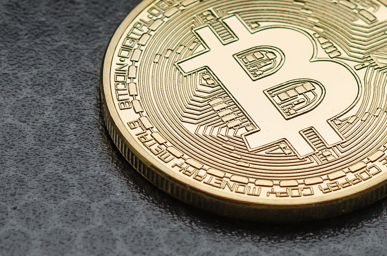 A coin representing a bitcoin