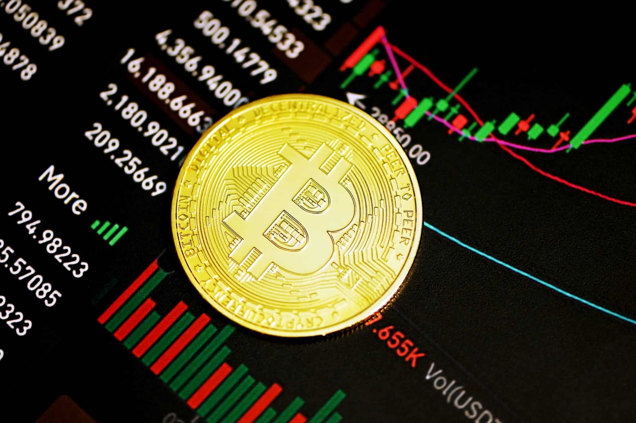 A coin representing the bitcoin