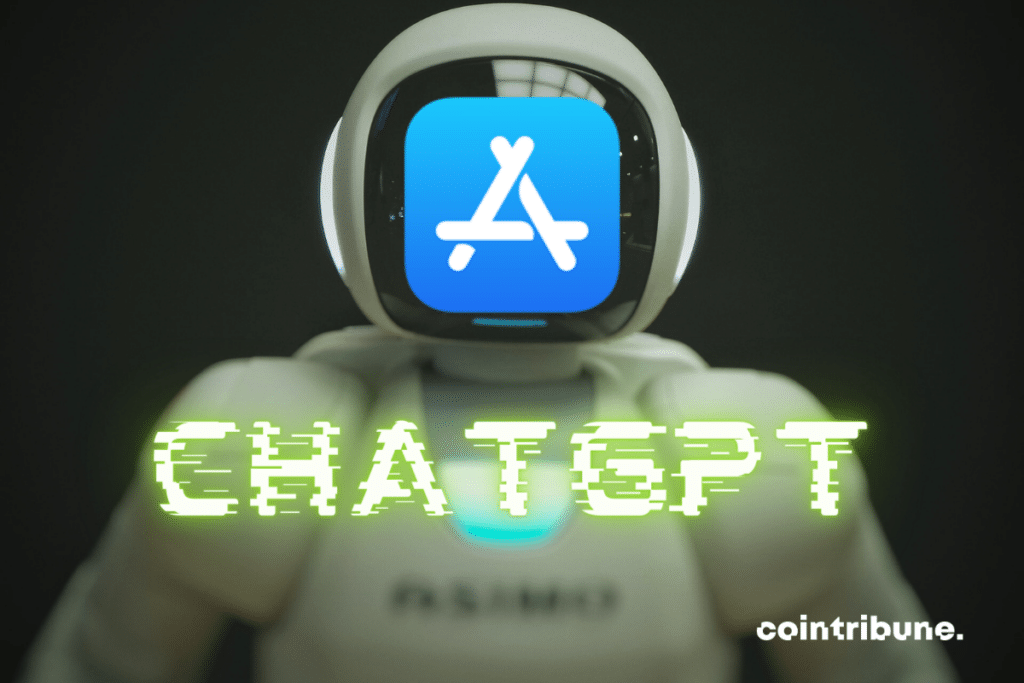 Image de robot avec logo App Store et mention ChatGPT