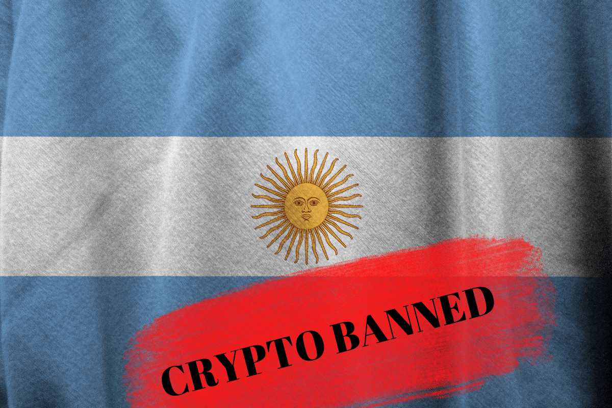 Drapeau Argentine avec mention "Crypto Banned"