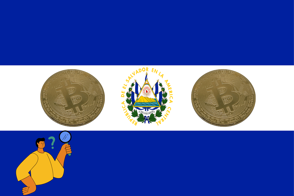 Flag of El Salvador with bitcoin
