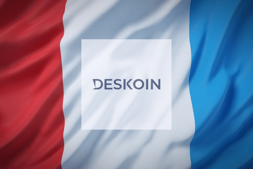 Drapeau français et logo de Deskoin