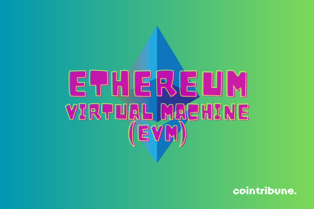 Logo d'Ethereum et mention Ethereum Virtual Machine