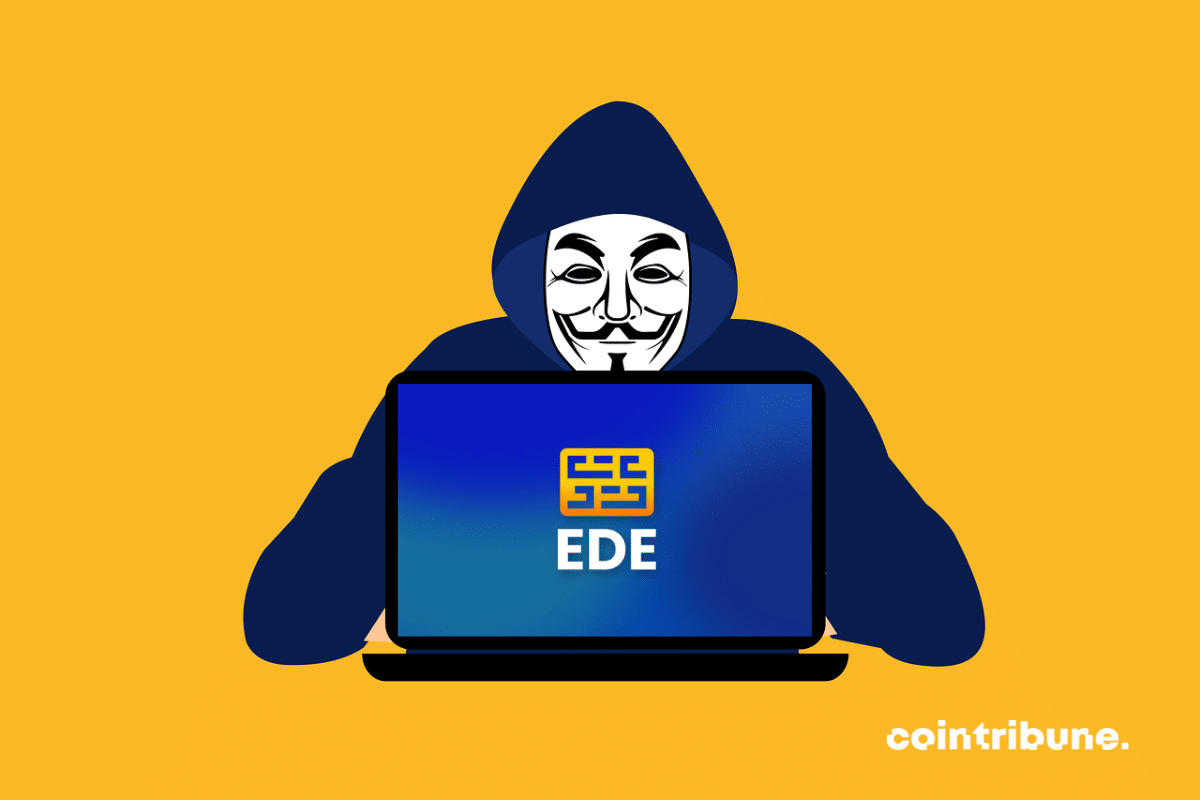 Illustration d'un hacker avec logo d'EDE Finance