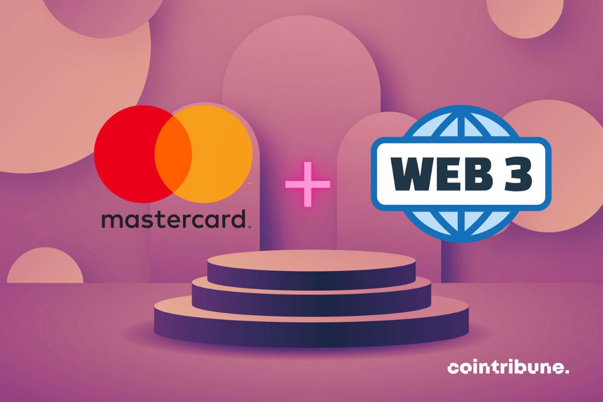 Illustration d'un podium et logos de Mastercard et du Web3