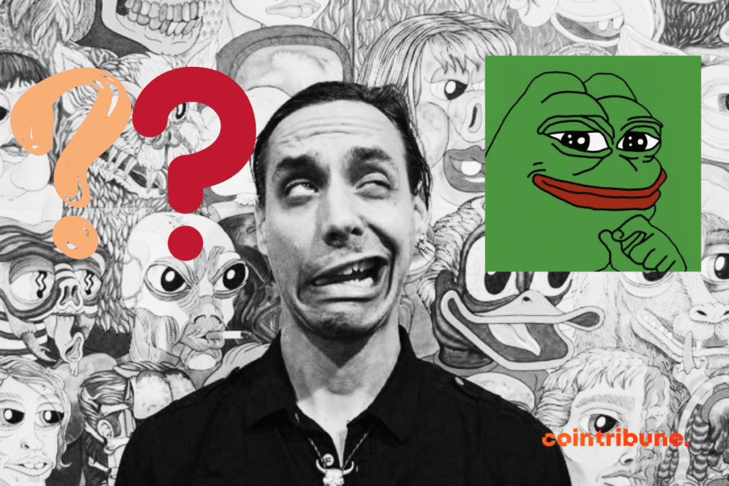 Photo of Matt Furie and Pepecoin logo