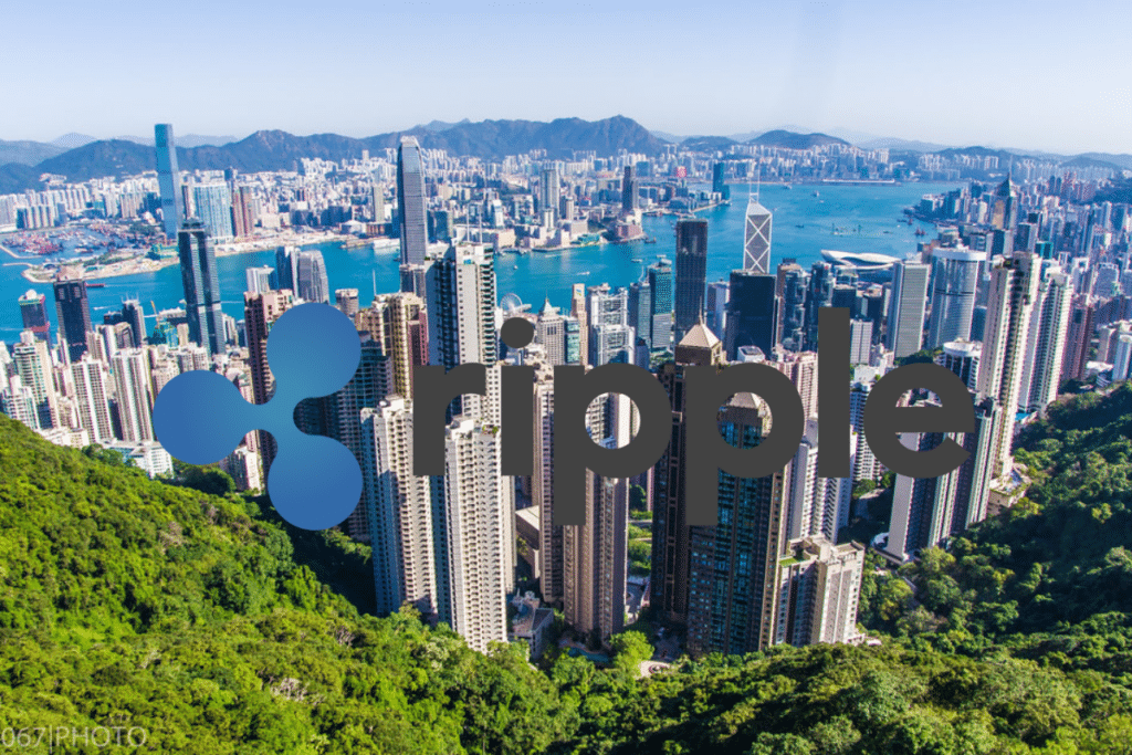 Le logo de Ripple et l ile de Hong Kong visible en pleine journee