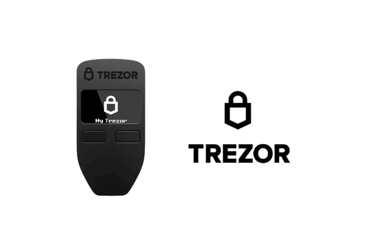 Le logo de Trezor et l'un de ses modèles