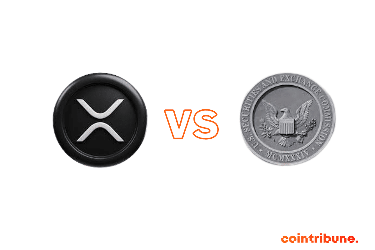 The XRP logo and the SEC emblem