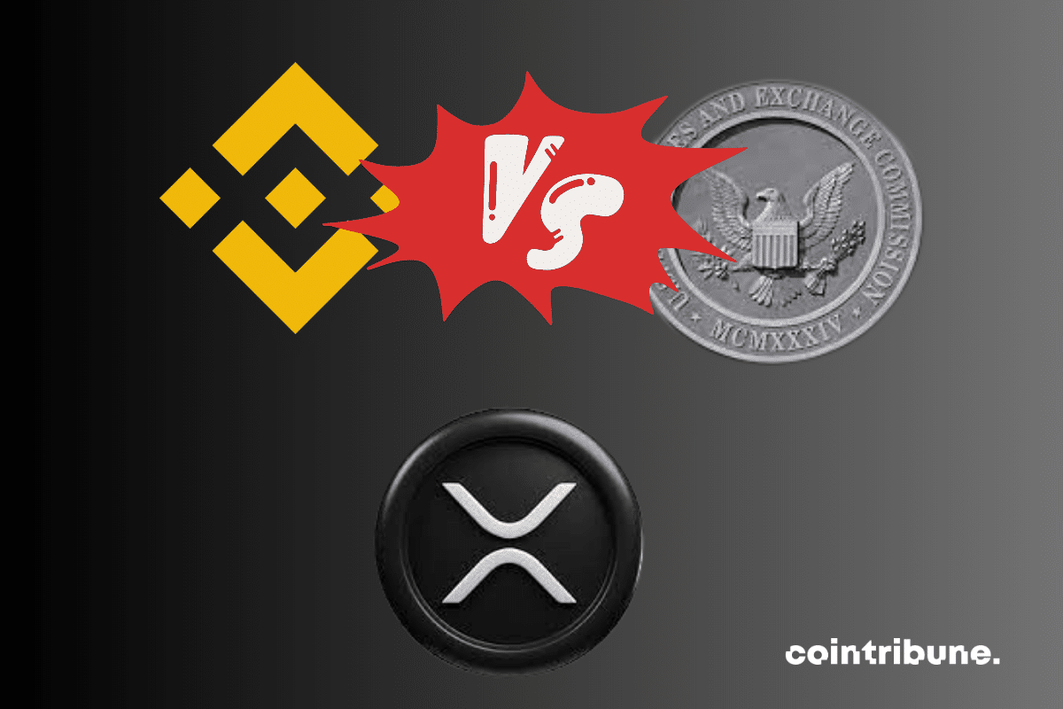 Les logos de Binance, de la SEC et de l'XRP