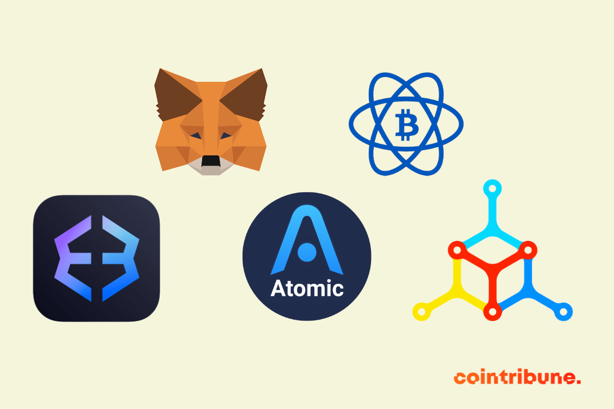 Los logotipos de los mejores monederos calientes de Bitcoin