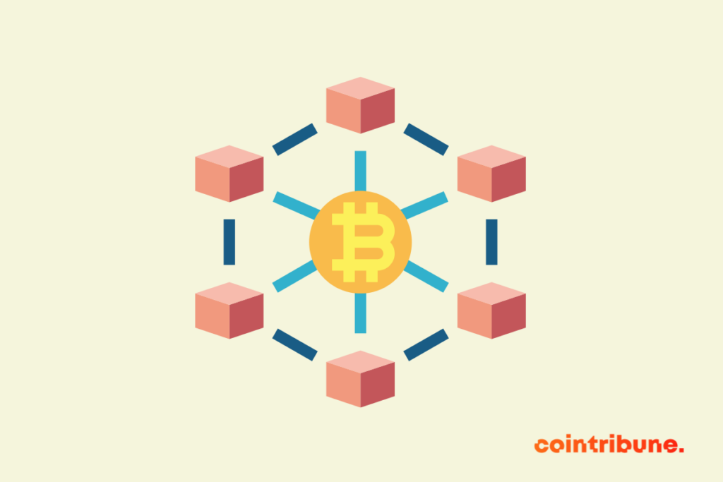 Un pictogramme représentant la blockchain Bitcoin