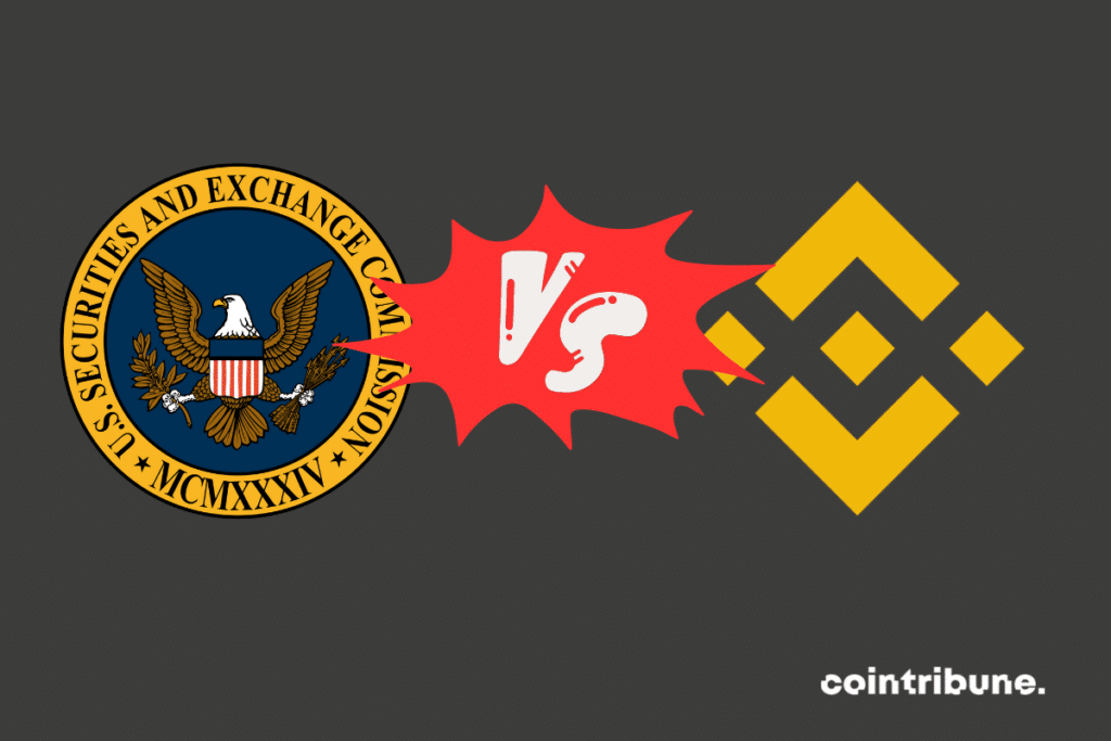 Les logos de la SEC et de Binance