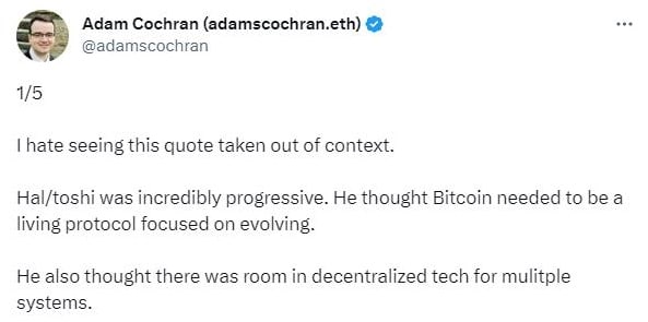 Avis Bitcoin Adam Cochran