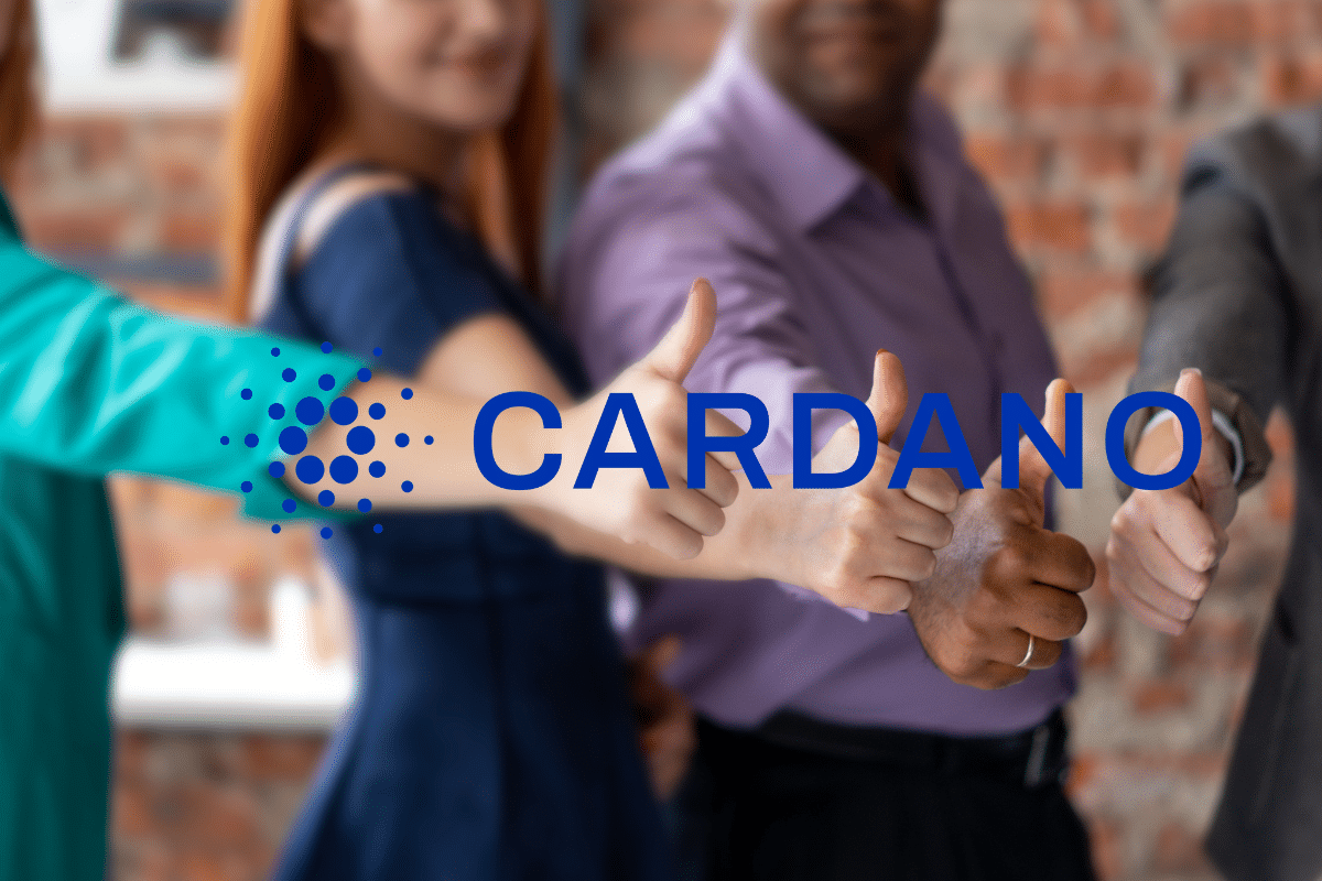 Men and women standing behind Cardano to witness his adoption