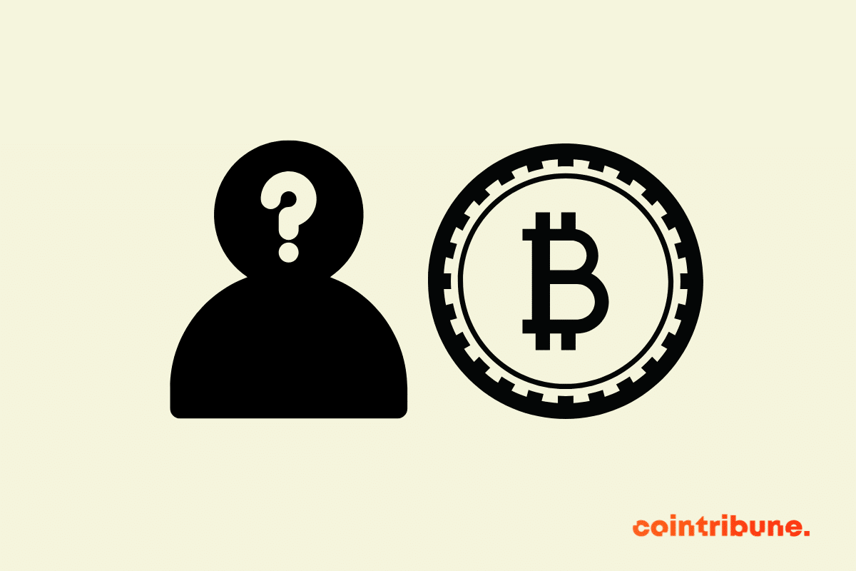 Un individu non identifié et une pièce de Bitcoin