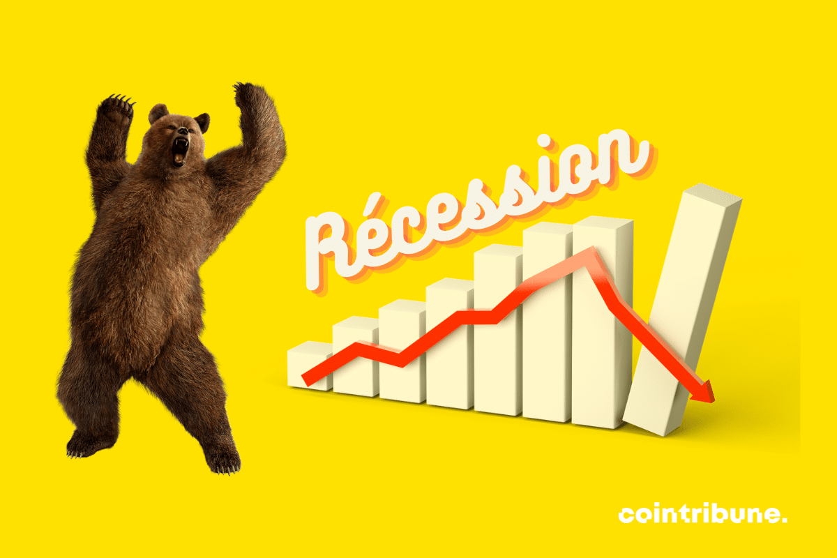 Photo d'ours et graphique avec mention Récession