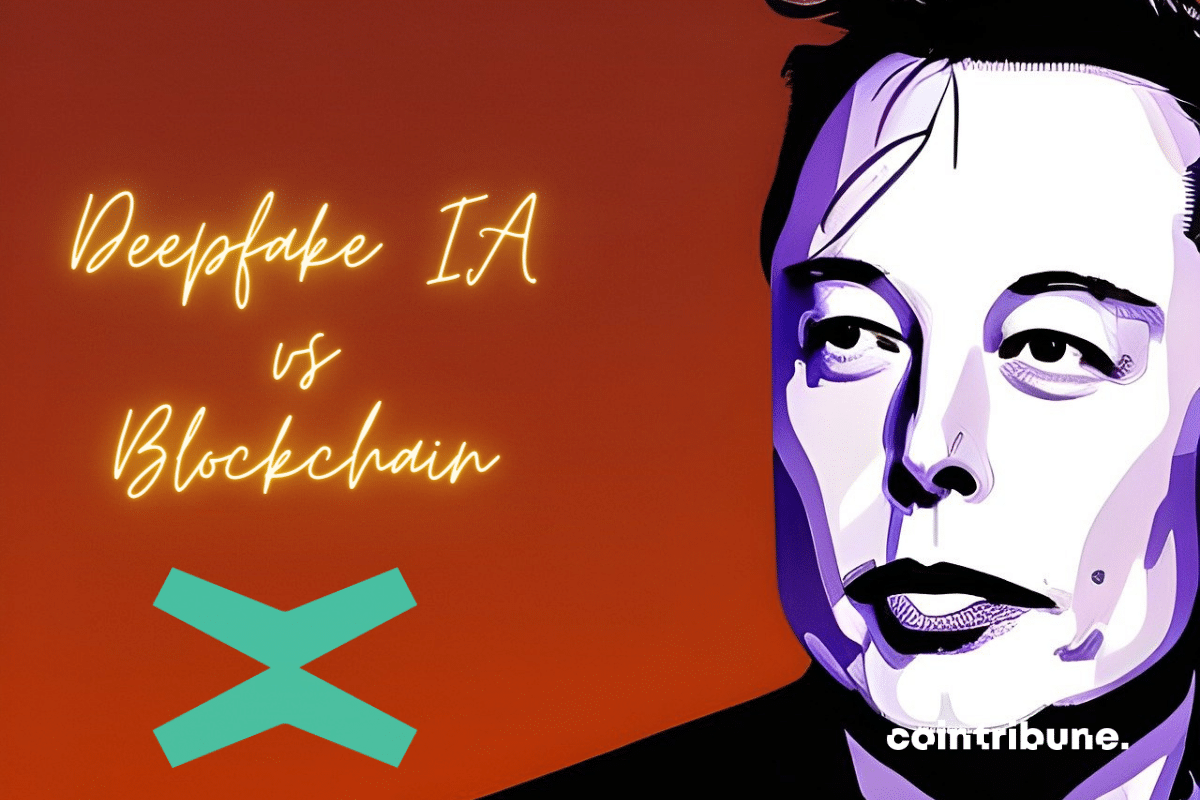 Photo d'Elon Musk avec mention "Deepfake IA vs Blockchain" et logo de MultiversX