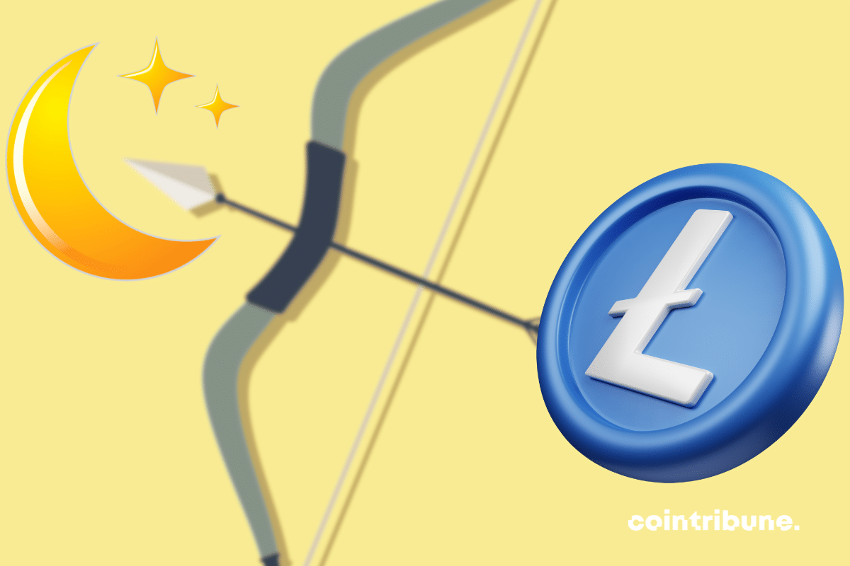 Images d'arc et croissant de lune, logo de litecoin