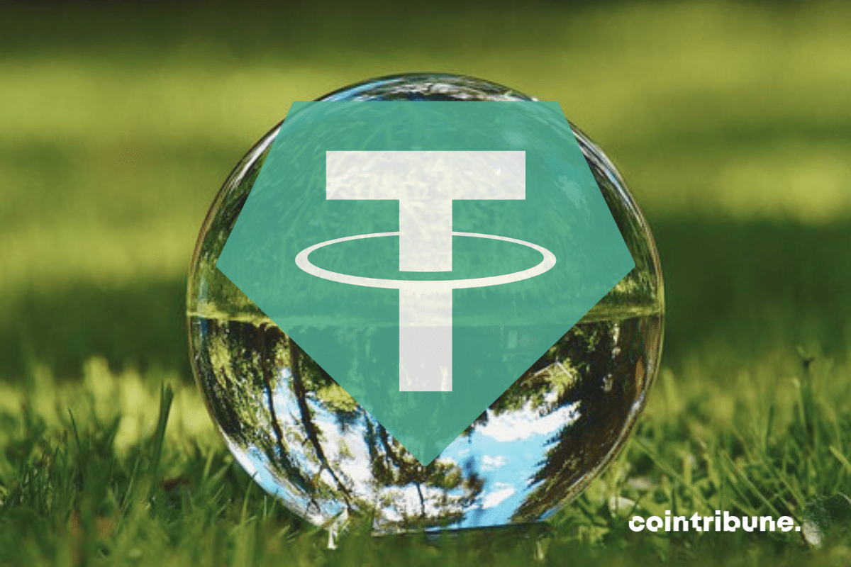 Boule transparent et logo de Tether