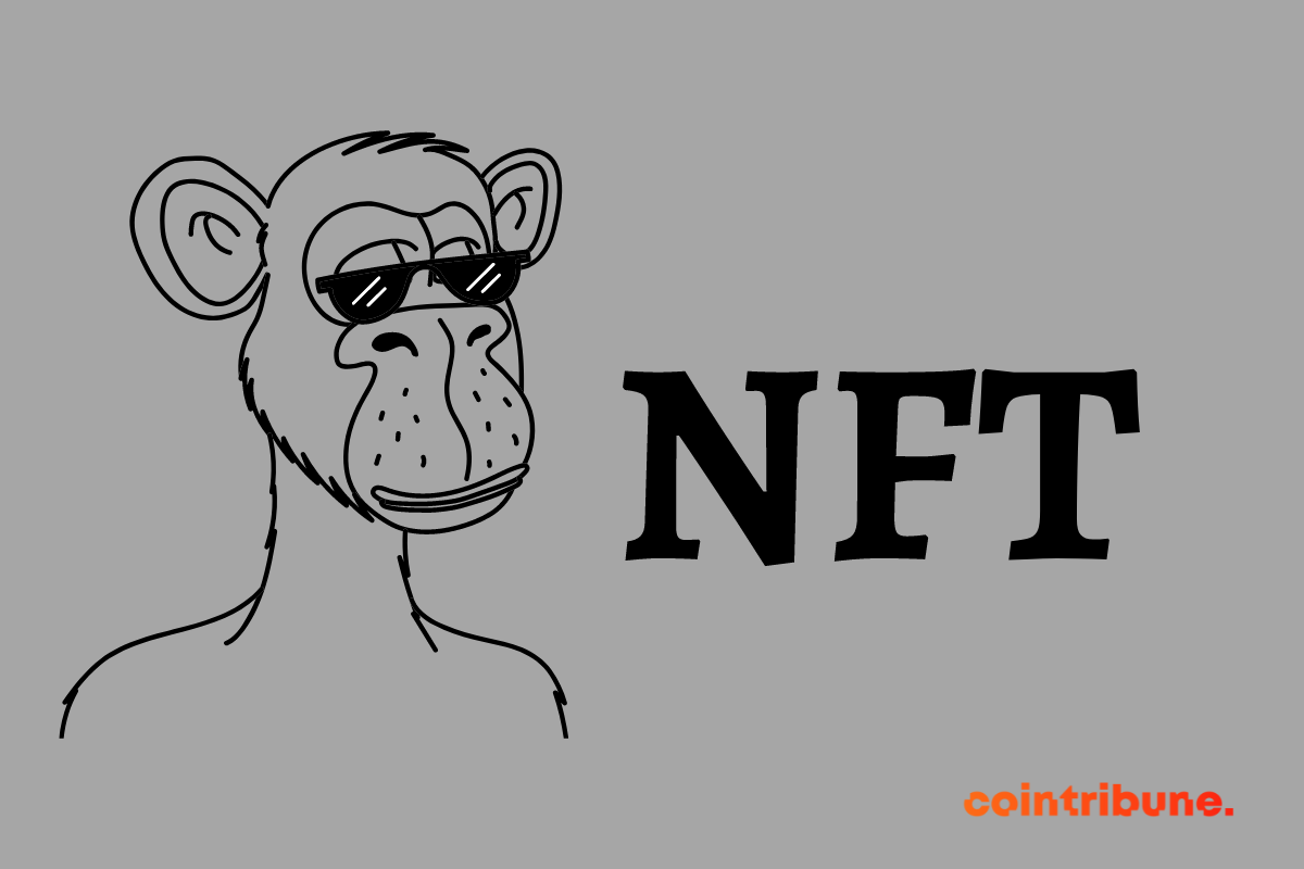 Un bored Ape et la mention NFT