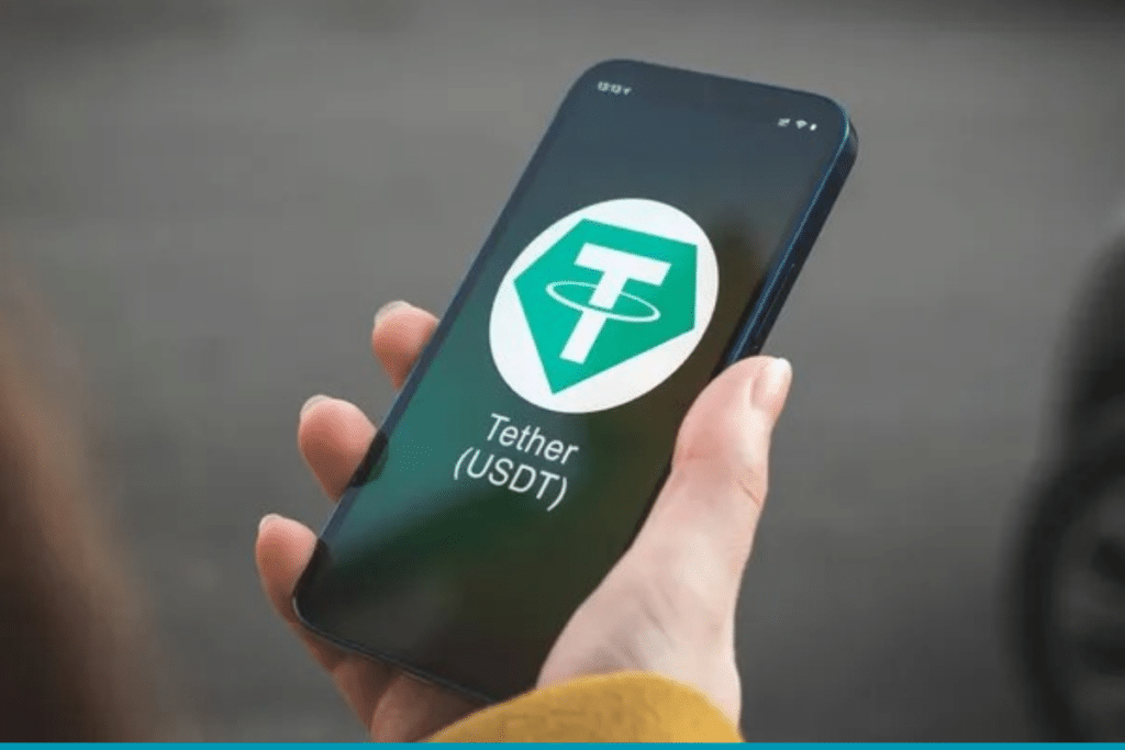 Tether (USDT) on a smartphone