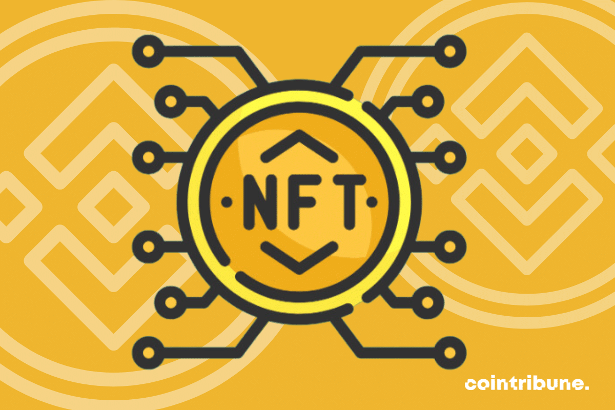 Croquis NFT avec logo Binance en arrière plan