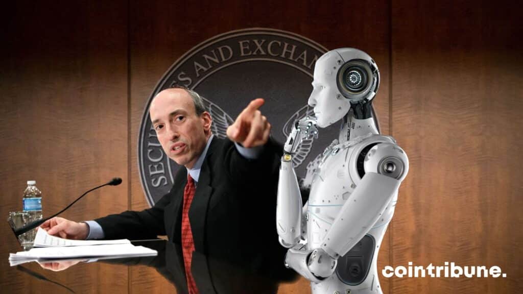 Gary gensler next to a robot