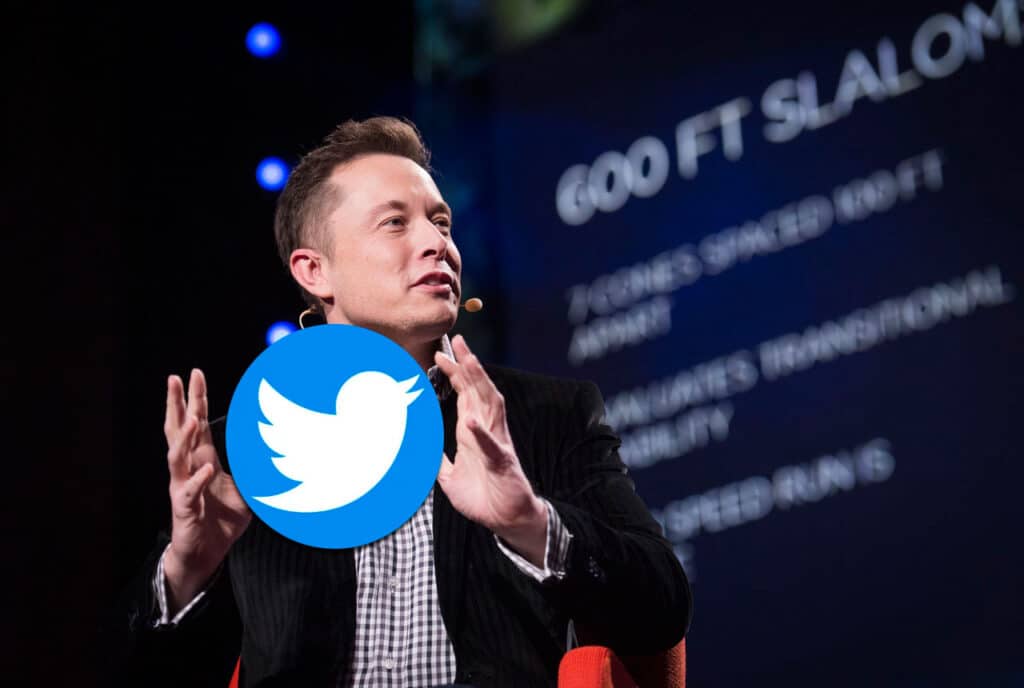 A picture of Elon must with the Twitter logo