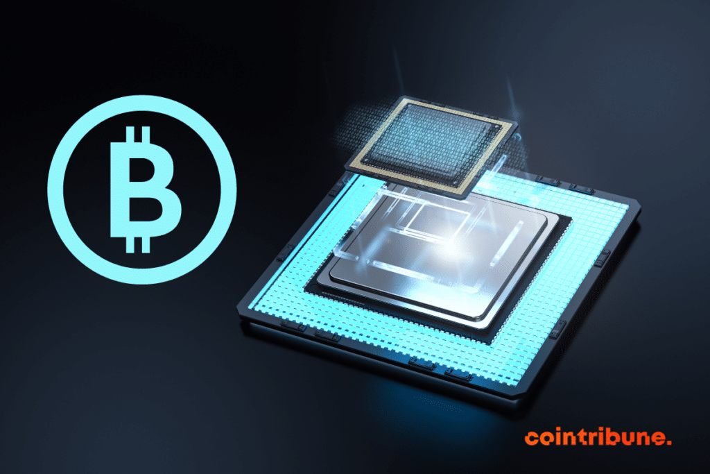 Le symbole du bitcoin et des qubits