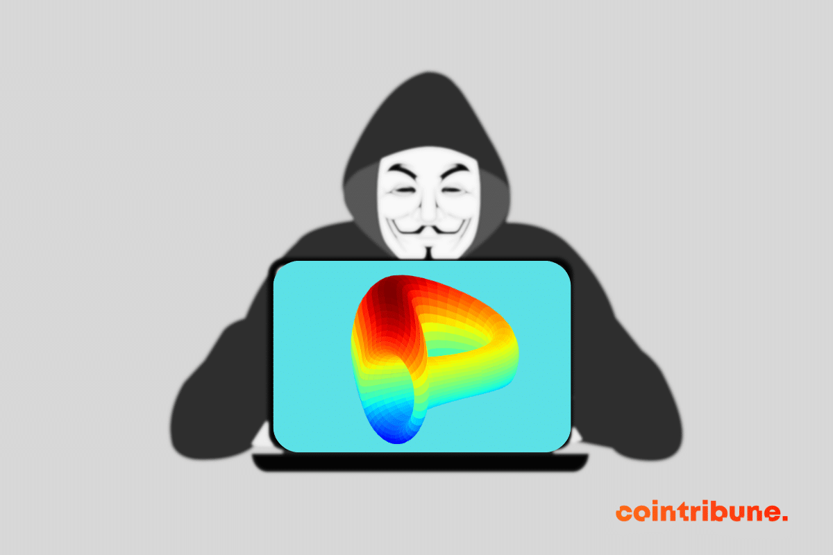 Photo d'Anonymous et logo de Curve Finance