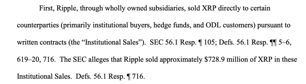 Judge Torres comments on XRP sales to institutions
