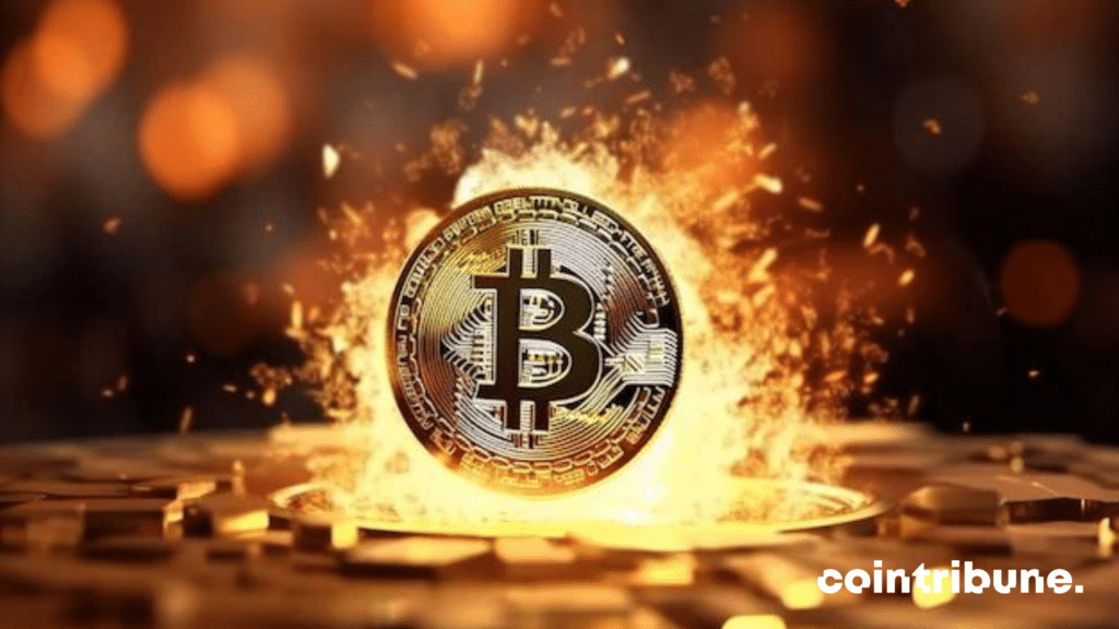 A bitcoin on fire.