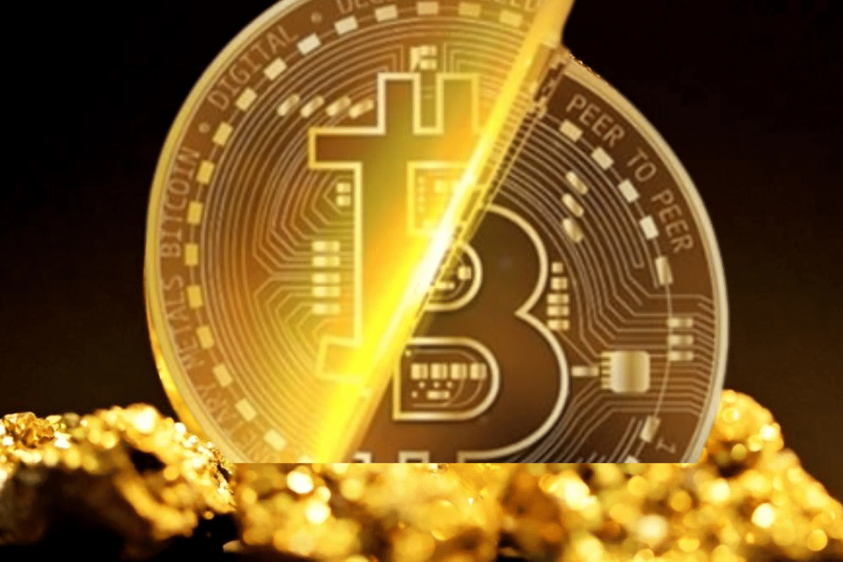 Bitcoin divise par deux symbolisant le Halving