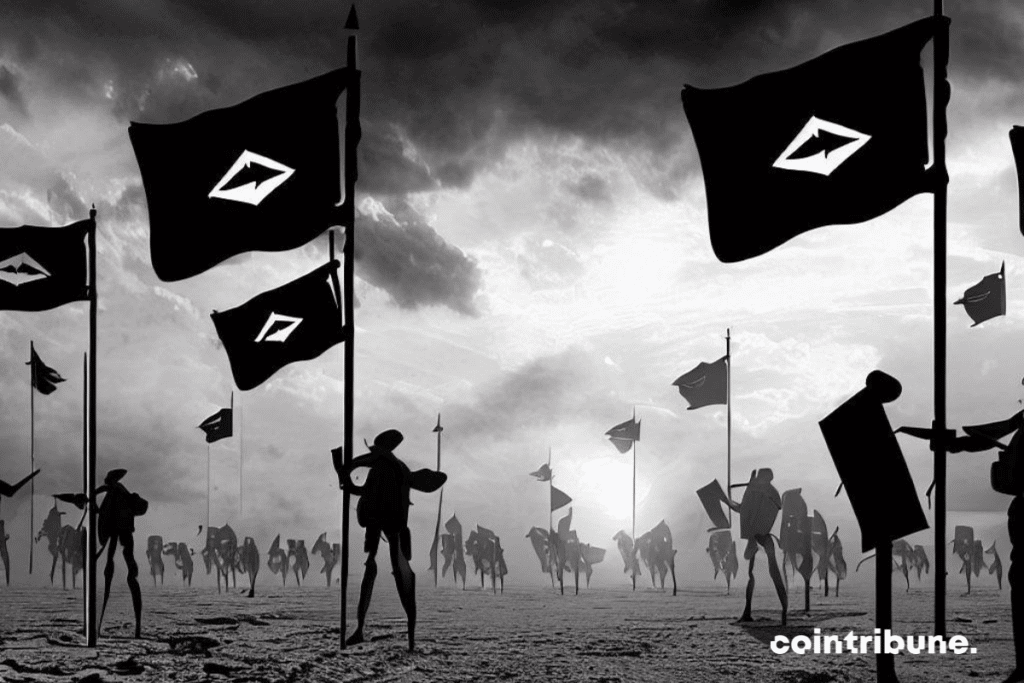 Crypto : des drapeaux marqués du logo Ethereum