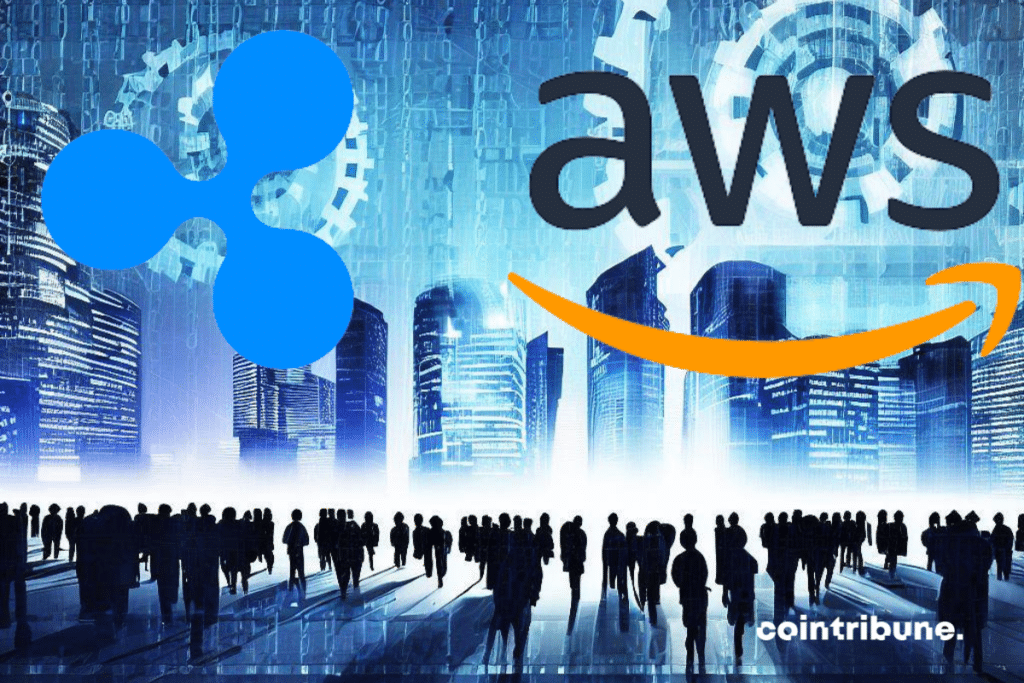 Ripple et AWS : Au cœur d'un paysage urbain futuriste,