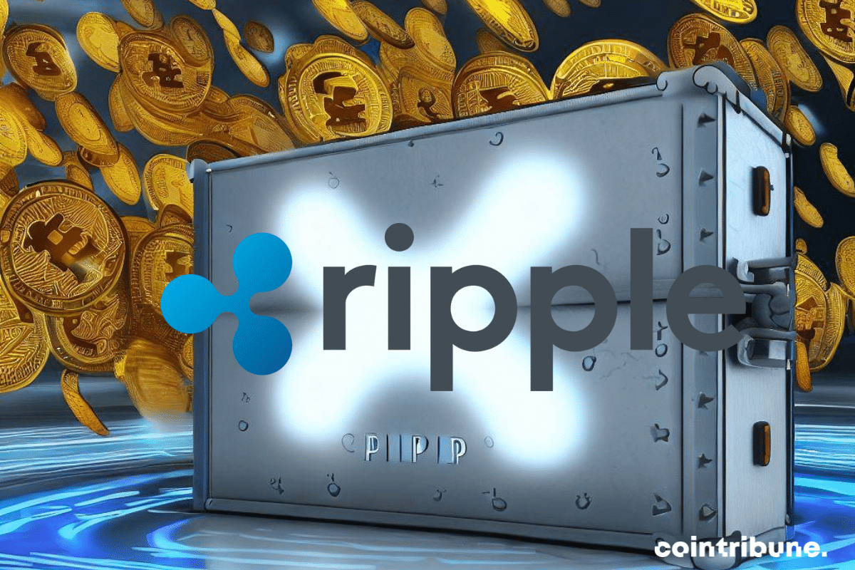 Ripple XRP : coffre-fort ouvert marqué du logo Ripple