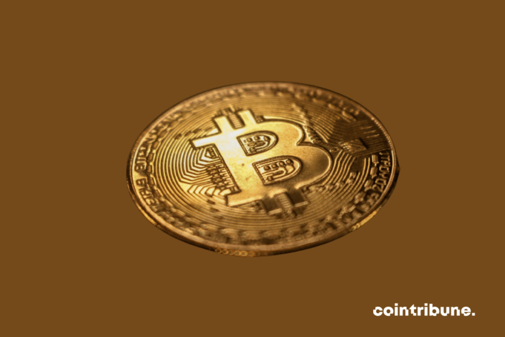 Illustration d'une pièce physique de bitcoin