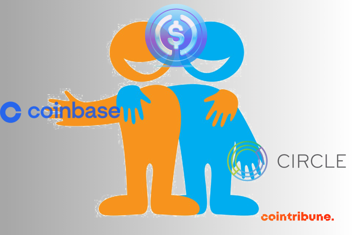 Vecteur amitié, logos de l'USDT, de Cicle et de Coinbase