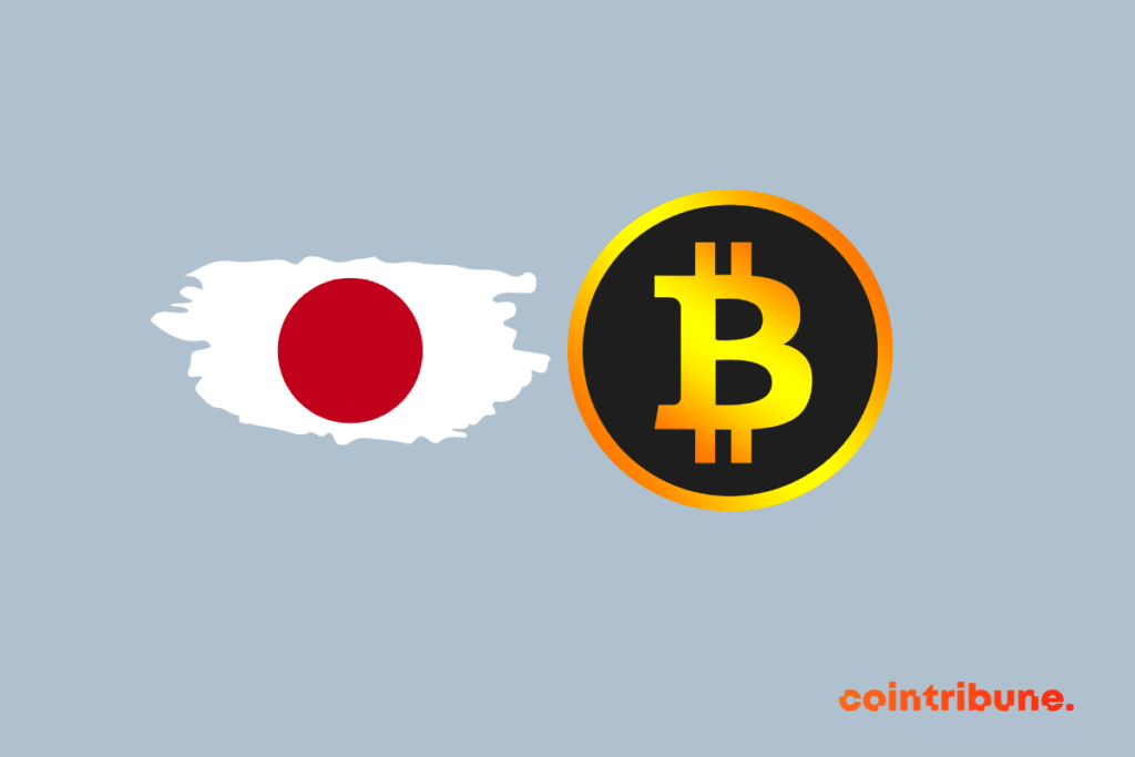 Le drapeau du japon avec une pièce de crypto