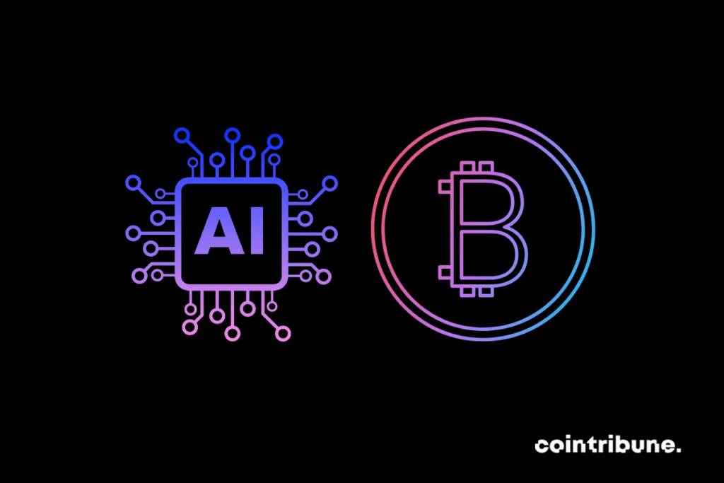 Image montrant l'inscription AI et le logo du bitcoin