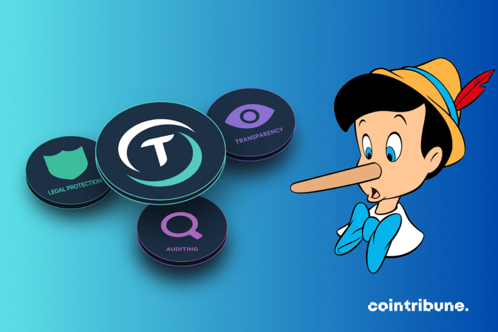 Pièces de stablecoins et impage de Pinocchio