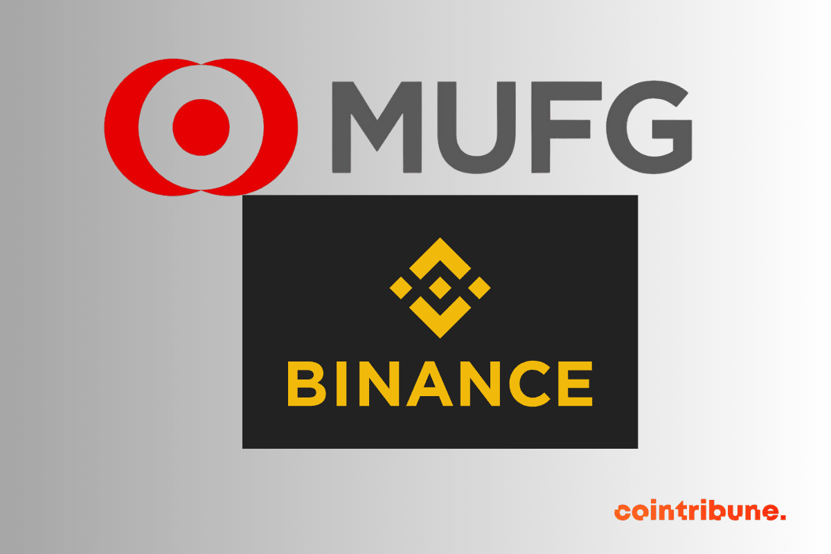 Logos de Binance, l'exchange crypto de CZ et MUFG Bank