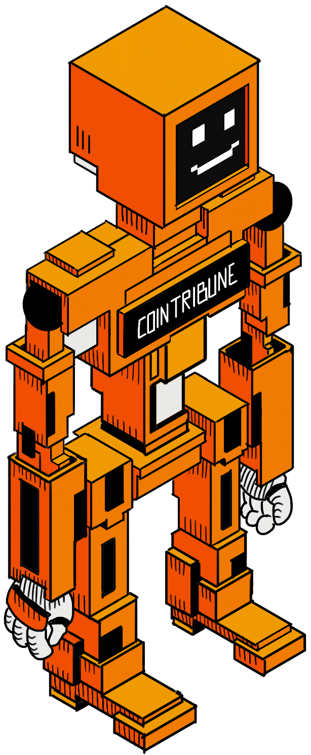 Mascotte cointribune représenté par un robot orange