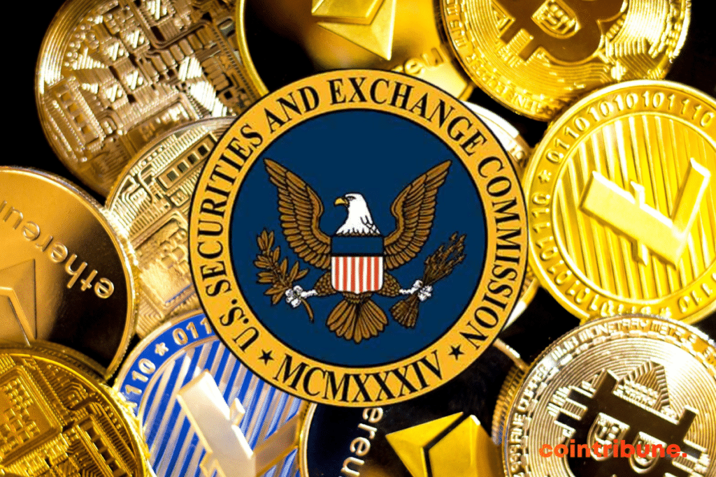 Logo de la SEC, l'organisme dont le président, Gary Gensler a défendu sa politique de réglementation crypto au Sénat