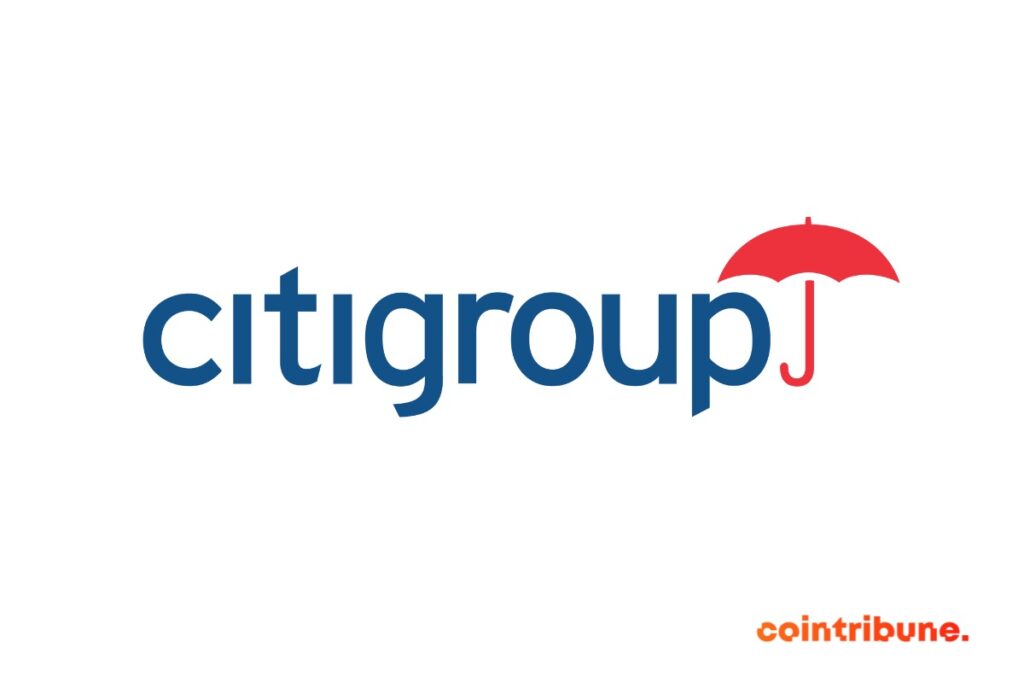 Logo de Citigroup qui a fait une remarquable entrée dans l'industrie crypto avec le lancement de son Citi Token Services basé sur sa blockchain privée